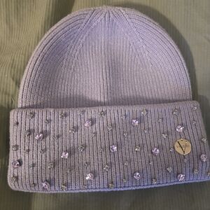Women's Knit Beanie - Lavender with Sparkling Embellishments